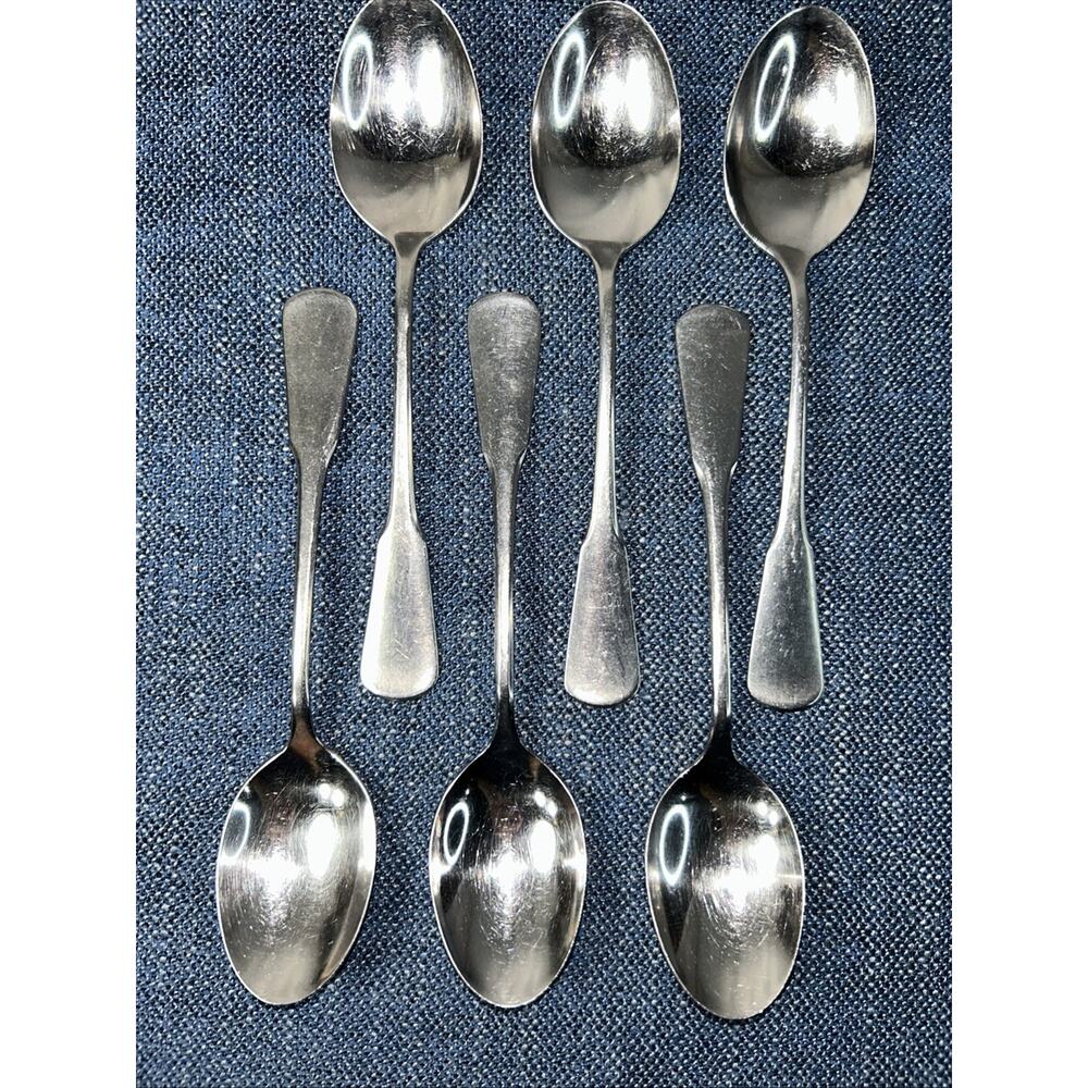 Set of 6 Sears Traditions SRS2 Stainless USA Glossy Silverware 6.75" Tablespoons
